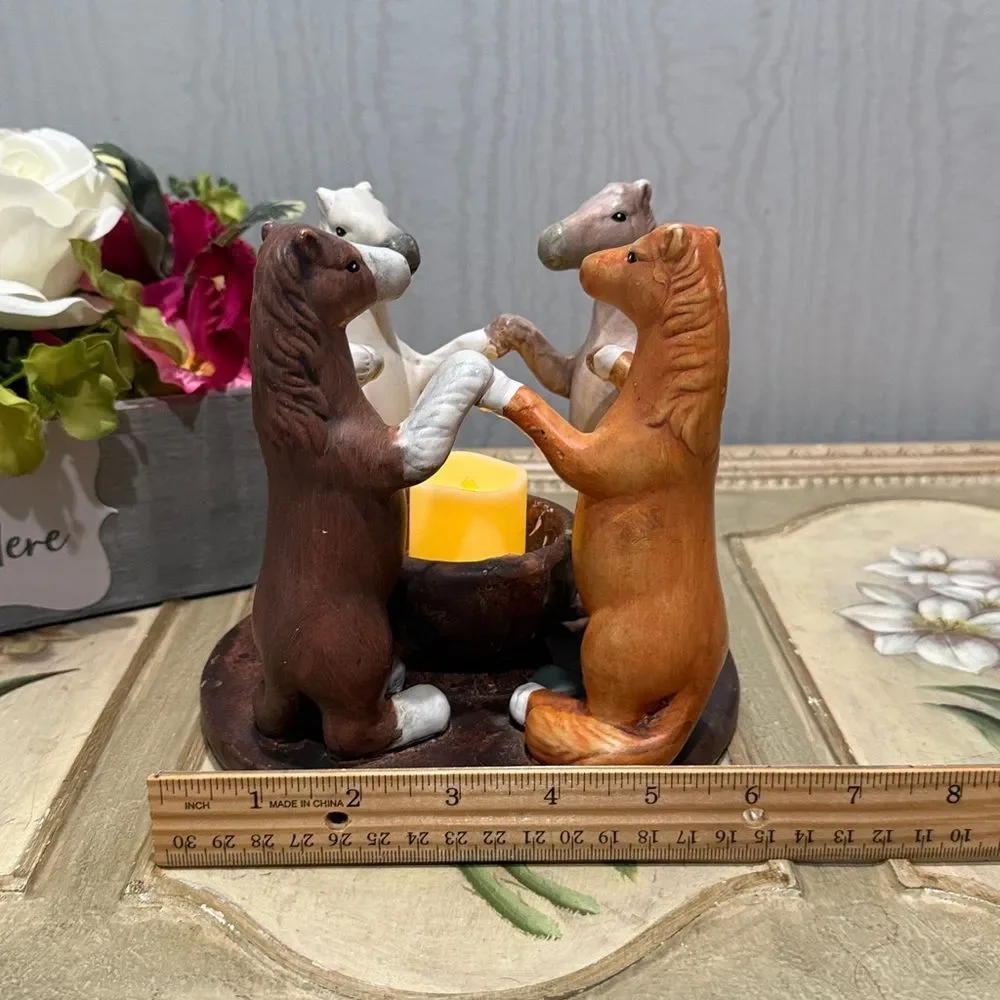 Vintage 2002 PENCO HORSES Circle of Friends Candle Holder